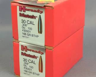 Hornady 30 Cal 168gr BTHP Bullets, Approx 200 