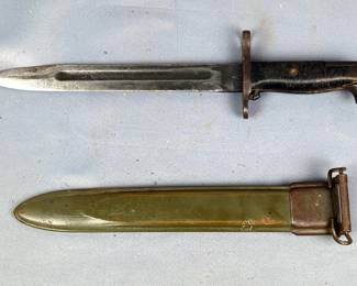 U.S. Military Bayonet For M1 Garand Marked "U C UOS", 10" Blade With Scabbard 
