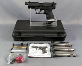 Carl Walther ULM/ Walther Arms P22 .22 LR Pistol SN# WA535182, 4 Total Mags, Banish Threaded Adapter, Paperwork, In Original Hard Case