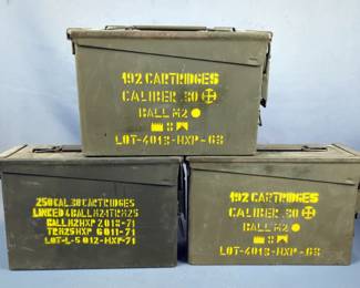 Ammo Cans, 8.5" x 12.5" x 7.5", And 7" x 4" x 11" Qty 3 