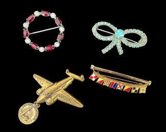 1939 Worlds Fair pin, nautical flag & gemstone pins