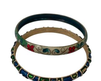 Enamel inlay bracelet & metal bracelet