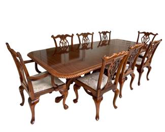 Chippendale cherry dining table & chairs 