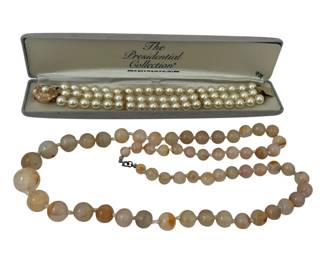 Pearl bracelet & stone necklace