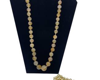 Quartz necklace & faux pearl bracelet