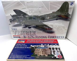 Monogram B-17G Flying Fortress War Plane Model Kit & ArtMinds 3D Wooden Puzzle Of The White House Lot #: 114