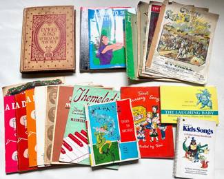 Over 25 Antique & Vintage Sheet Music Booklets & Childrens Music Lesson Books Including 1897 Famous Songs Book Lot #: 32
