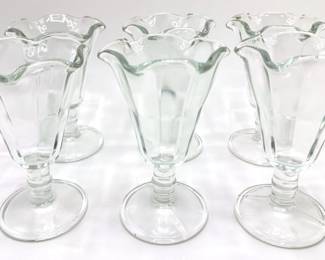 Set 6 Vintage Glass Tulip Parfait Dessert Sundae Dishes, Appear Unused Lot #: 50