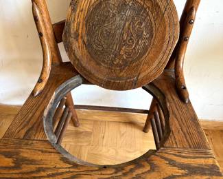 Antique Carved Wood Commode Chair With Hole For Chamber Pot Lot #: 6