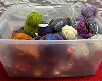 Large Tub Of Yarn, Partially Used Lot #: 36