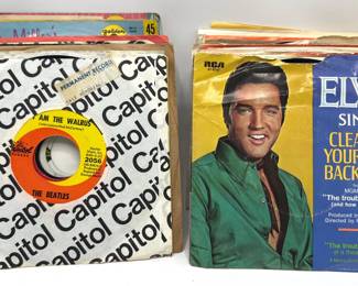 Over 50 Vinyl 45 Records: Mostly Classic Rock & Childrens With List Of Titles (See Last Photo) Lot #: 2
