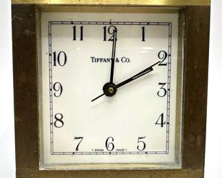 Tiffany & Co. Swiss Made Quartz Brass Desk Or Mantel Clock Engraved For Baker International Corporation Lot #: 13