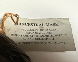 Papa New Guinea Hand Carved Wood Mask With Tags & African Hand Carved Wood Mask With Fiber Hair Lot #: 38