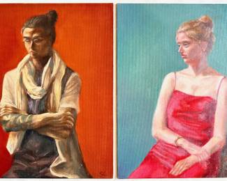 3 Original Oil Paintings Portraits Of Women Created At The Art Student's League, Signed SC Lot #: 27