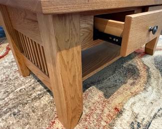 Mission Style Oak Coffee Table with Drawers