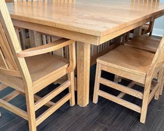 West Point Woodworking Mission Trestle Dining Table and Chairs Set