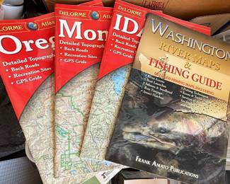 Delorme Washington Fishing Maps & River Guide and Delorme Atlases (Oregon, Montana, Idaho, Washington)