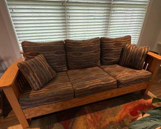 Bassett Mission Style Sofa with Southwestern Upholstery