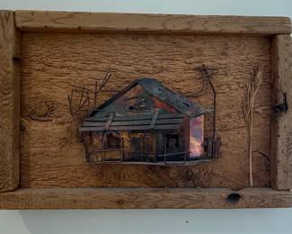 Curtis Jere Style Metal House Assemblage Art
