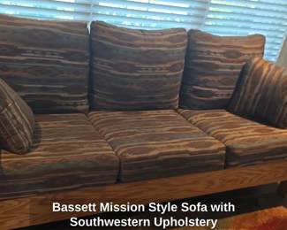 Bassett Mission Style Sofa with Southwestern Upholstery