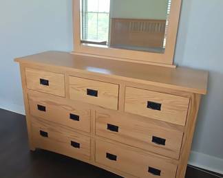 Solid Oak Mission Style Dresser with Mirror