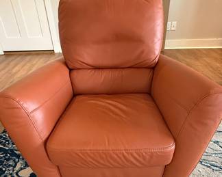 Natuzzi Leather Armchair and Ottoman