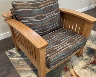 Weaver's Upholstery Pillows on Mission Style Oak Armchair