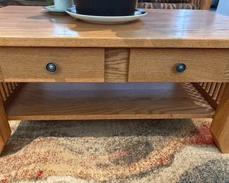 Mission Style Oak Coffee Table with Drawers