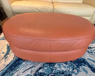 Natuzzi Leather Armchair and Ottoman