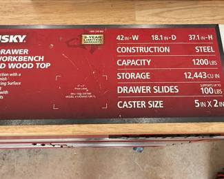 Husky 42 in. 10-Drawer Mobile Workbench with Solid Wood Top