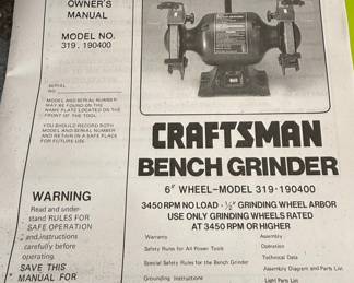 Craftsman 6" Bench Grinder Model 319.190400