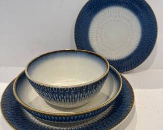 Stoneware Serving Bowls Blue and White