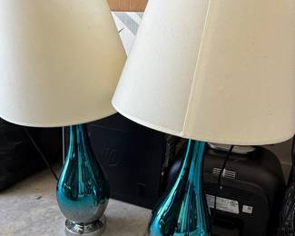 Teal Mercury Glass Table Lamps (Pair)