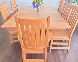 West Point Woodworking Mission Trestle Dining Table and Chairs Set