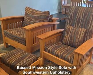 Bassett Mission Style Sofa with Southwestern Upholstery second image