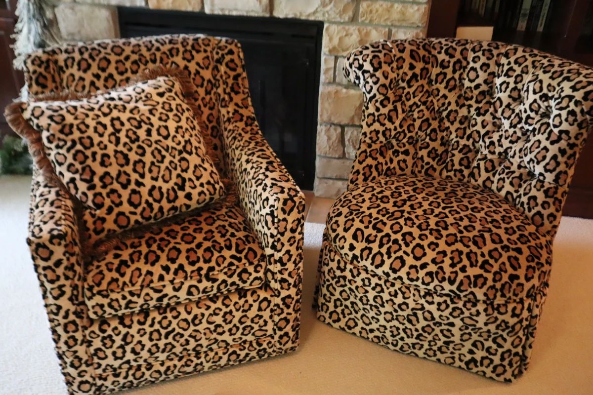 $795 obo Lexington Leopard Print Chairs 29 W x 35 D