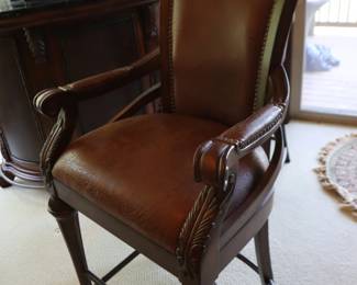 Traditional Leather Bar Stools pair 26 W x 26 D x 48 H $345 or Best Offer