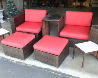 $200 obo Modern Rattan Patio Set (Chairs are 35" square)