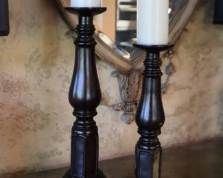 Sullivan Wood Candlestick pair 17 & 22" H $40 or Best Offer