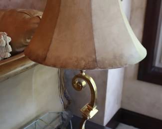 Pair Gold Lamps 30" H (only 1 shade) $80 or Best Offer