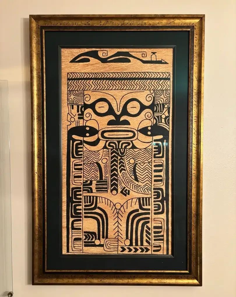  01 Tapa Cloth Art, Framed and Matted