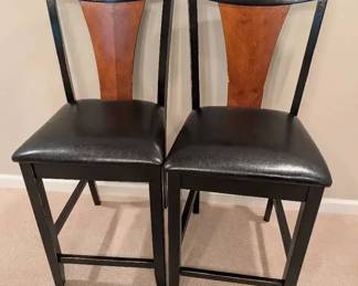 2 Wood Bar Height Chairs