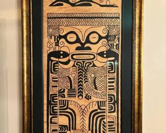  01 Tapa Cloth Art, Framed and Matted