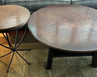 Round Copper Top Coffee Table  Side Table
