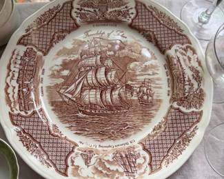 Alfred Meakin "Fair Winds" brown transferware dinner plate