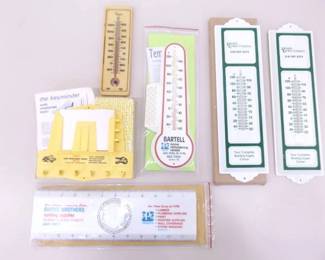 Lot of Vintage Advertising Red-Line Alcohol Thermostats, etc.