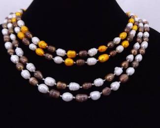 2 Authentic Baroque Pearl 48" Necklaces