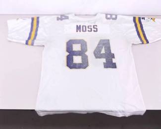Vintage Tommy Kramer and Others Autographed Well Used Randy Moss Starter Jersey 