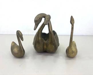 Collection of 8.5" Tall Brass Geese Figurines