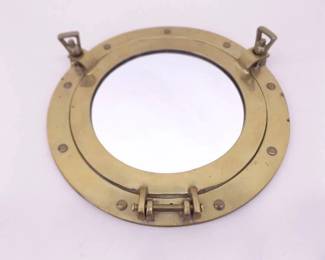 Vintage SOLID BRASS 10.75" Portal Mirror That Opens